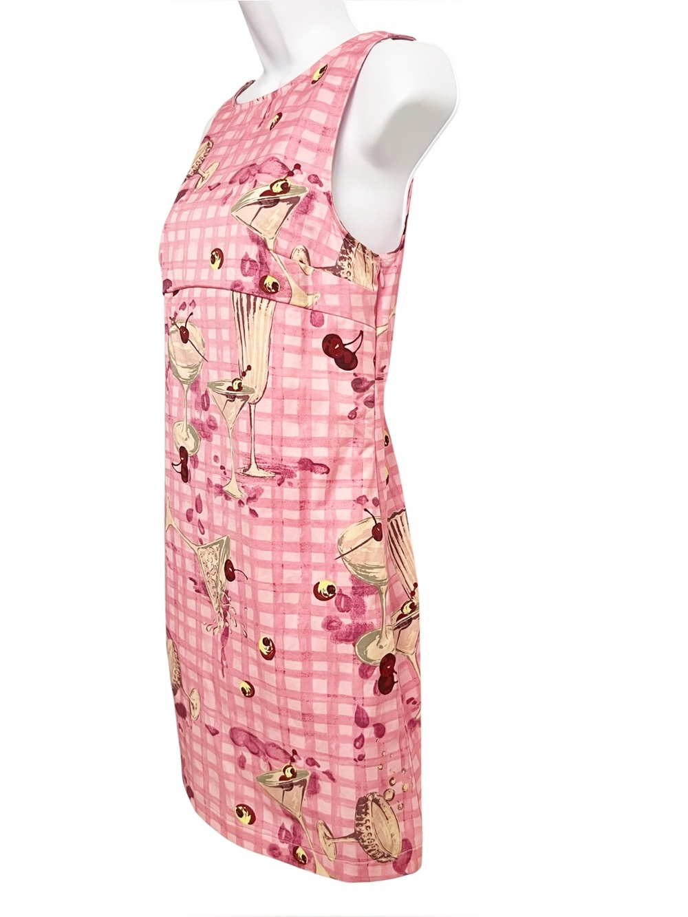 Urban Outfitters Retro 60’s Pink Gingham Martini Cocktail Print Shift Dress XS - Picture 6 of 11